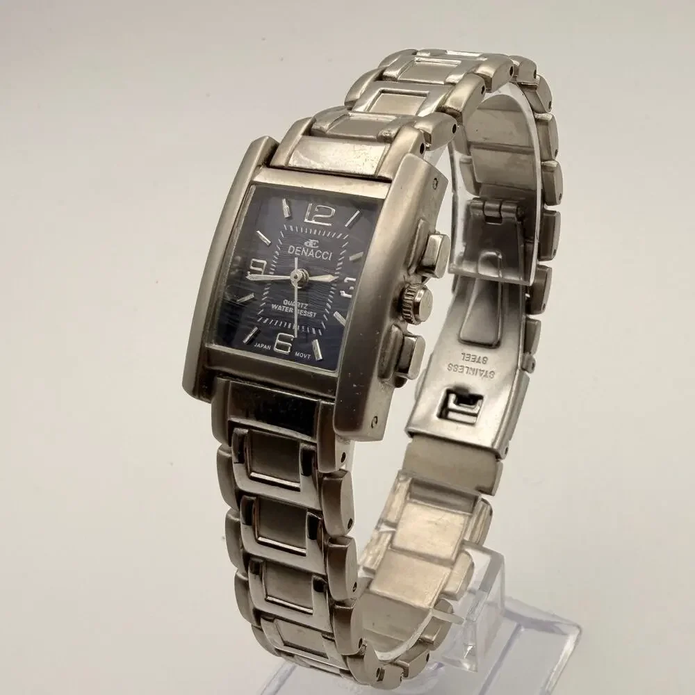 Vintage Denacci Men's Stainless Steel Tank Watch Working New Battery